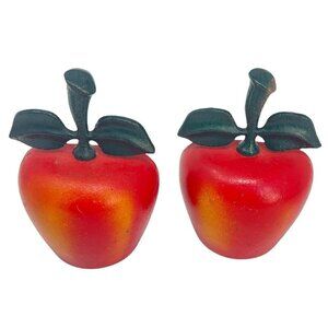Vintage Pair of Two Cast Iron Apple Bookends or Door Stops